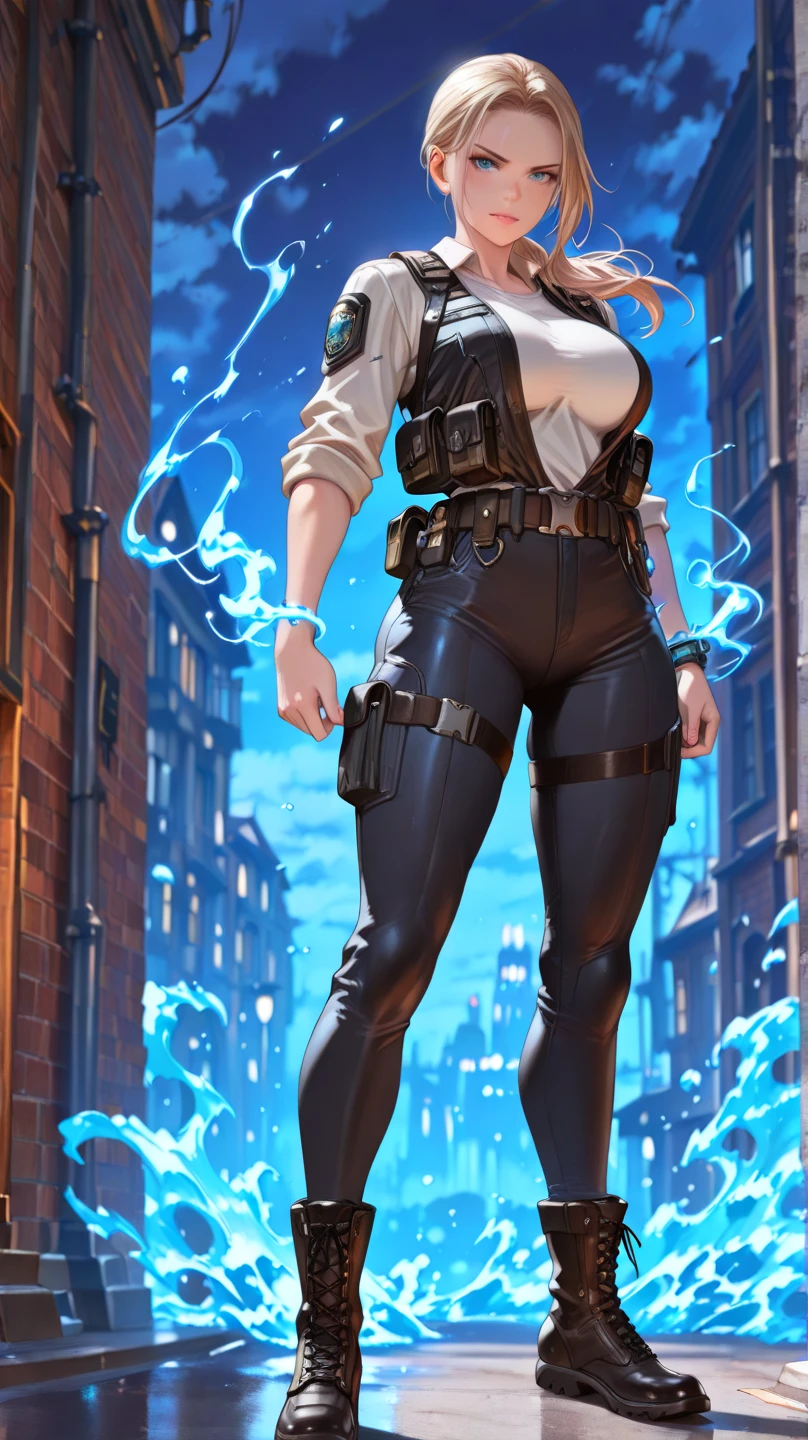 cyberpunk-style city with a nocturnal vibe with Matrix-like aesthetic references, glowing huge clock tower as time machine, green glowing cascading code. At night, (1girl, solo, alone), photorealistic, medium-breast slim:0.6 body, oval:0.5 face, cleavage:1.1, sexy black laced bra, miniskirt, white laced panty, coat, (black micro sunglasses), (aiming with a short gun), (slightly leaning forward running pose), ((half-body thigh level medium shot)), cinematic lighting, ray tracing, radial zoom blurred background.
