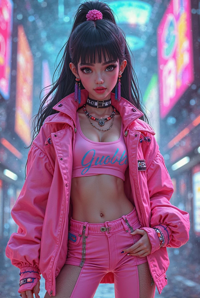 (La mejor Calidad, High definition), (Ultra detail), (1Baby Mkella), (1 beautiful girl), (white underwear, con cabello medio liso, streetwear, vistiendo minifalda plisada blanca and ears, blue hoodie , on a naked body).(en el pecho dice &#39;Funk del futuro&#39). (among a bright futuristic cityscape illuminated by neon lights). (More 8K.motor surreal:1.4,hd,La mejor Calidad:1.4, fotorrealista:1.4, textura de la piel:1.4, obra maestra:1.8,obra maestra, mejor Calidad,objeto Objeto).(rasgos facees detallados:1.3) ,(Las proporciones Correctas),(Ojos Hermosos azules:1.4), (vaquero pose), (more details:1.4), ,(cyberpunk 2.1), (kawaii style: 1.4); , (elemento hielo:1.4),(white underwear:V2.1)