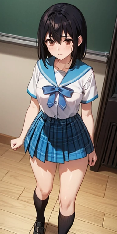 White pants、Panties fully visible woman,20-year-old,School,noon,(((miniskirt school uniform))),,open mouth smile((knee high socks))(See-through),(big butt),((black hair)),blush、surprised face,((turn around and look back))(wet with water)I can see your panties,(((lift up skirt)))