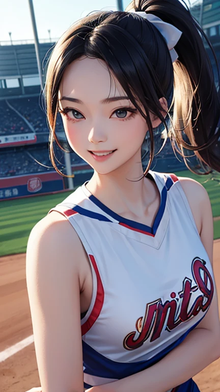 (highest quality:1.4)、(High resolution)、detailed background、(detailed beautiful face:1.4)、anatomically correct、(Depict the normal number of fingers:1.2)、(detailed facial expressions)、beautiful and smooth skin、beautiful fingers、Teenage beauty、(two women)、(huge breasts:1.3)、Cute hair colors、brown hair、ponytail、baseball Ground、Intense support and an enthusiastic atmosphere、Sleeveless sailor suit made of sheer material、emphasize cleavage、I&#39;m cheering for them enthusiastically.、Zoom in from the front、

(Two beautiful girls excitedly watch a sports game in the stands:1.5)、
(I&#39;m extremely excited、raise your arms、stretch your arms、show one&#39;s side)、
Eyes wide open、Mouth slightly open or smiling、A part of the body is moving slightly、
Your hands are shaking slightly or your body is swaying back and forth、A slight redness on the face and neck due to an increased heart rate