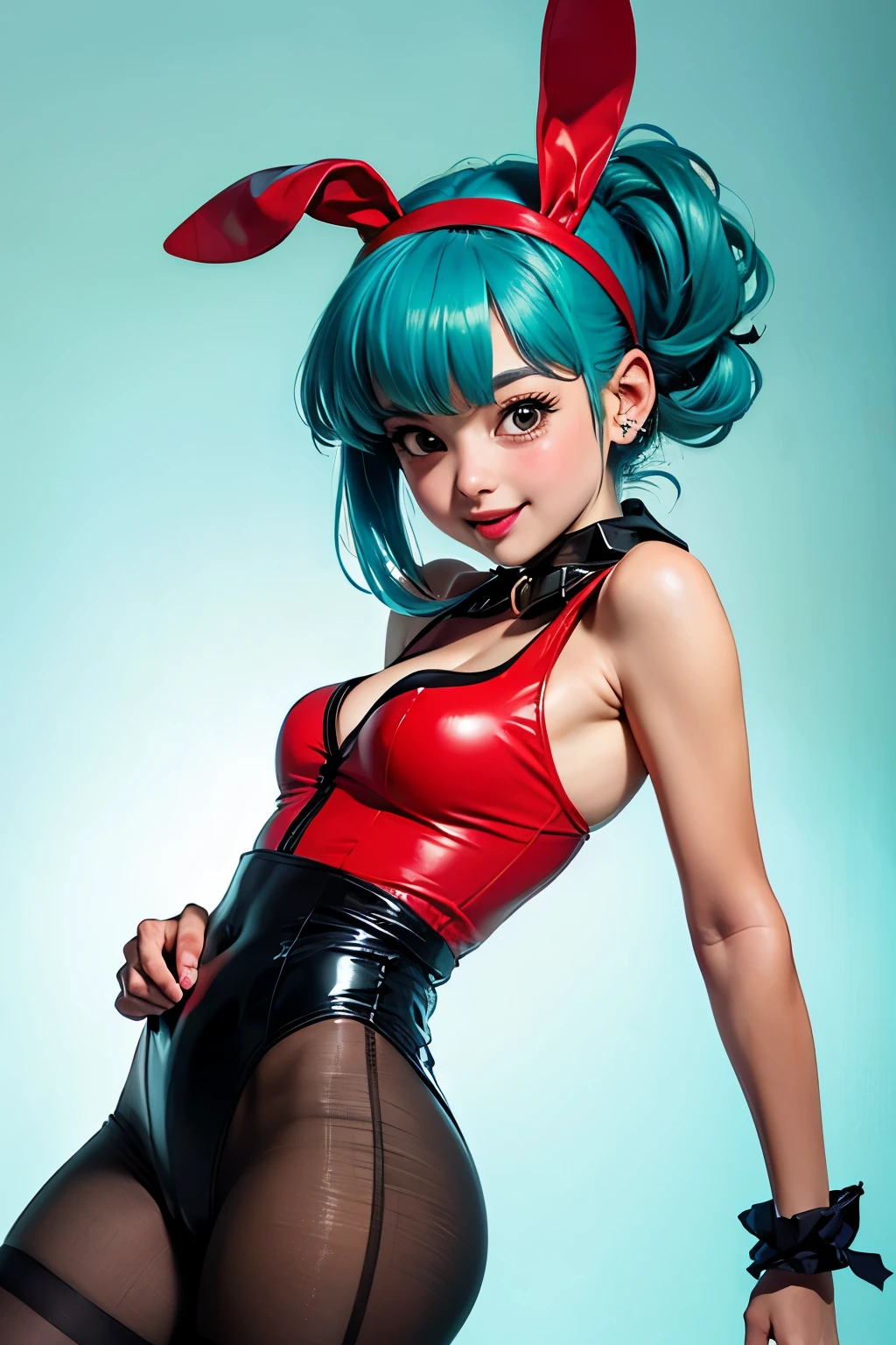 Create a pastel humanoid with Gloves on a red background