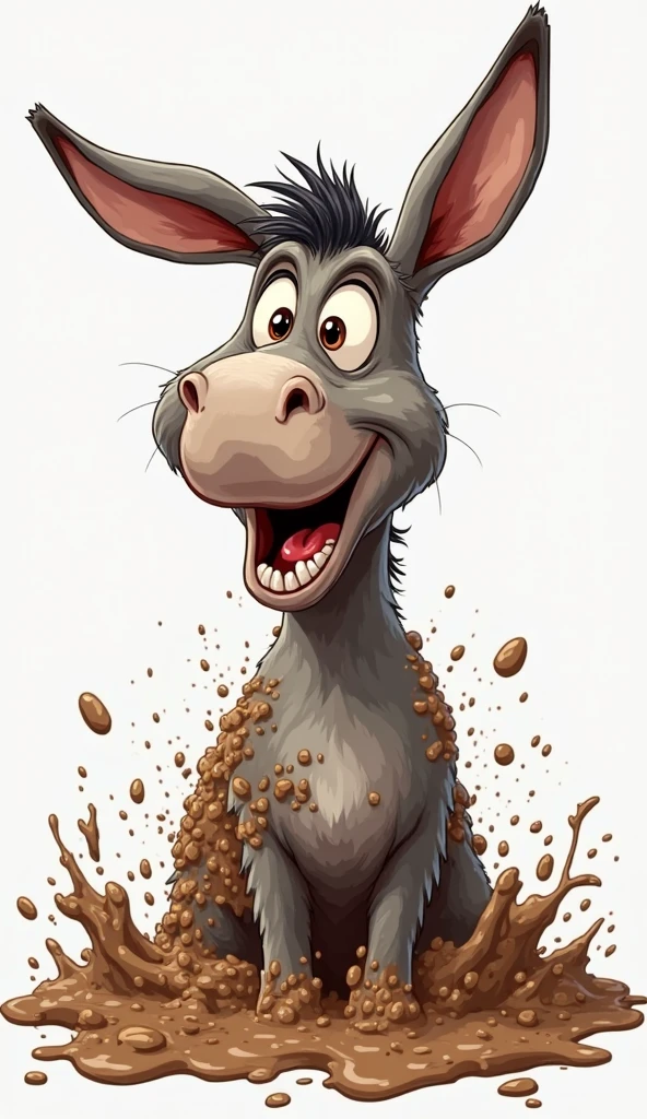 Donkey brushing teeth looking in the mirror(cartoon type)(angry expression)(bubbles in mouth)