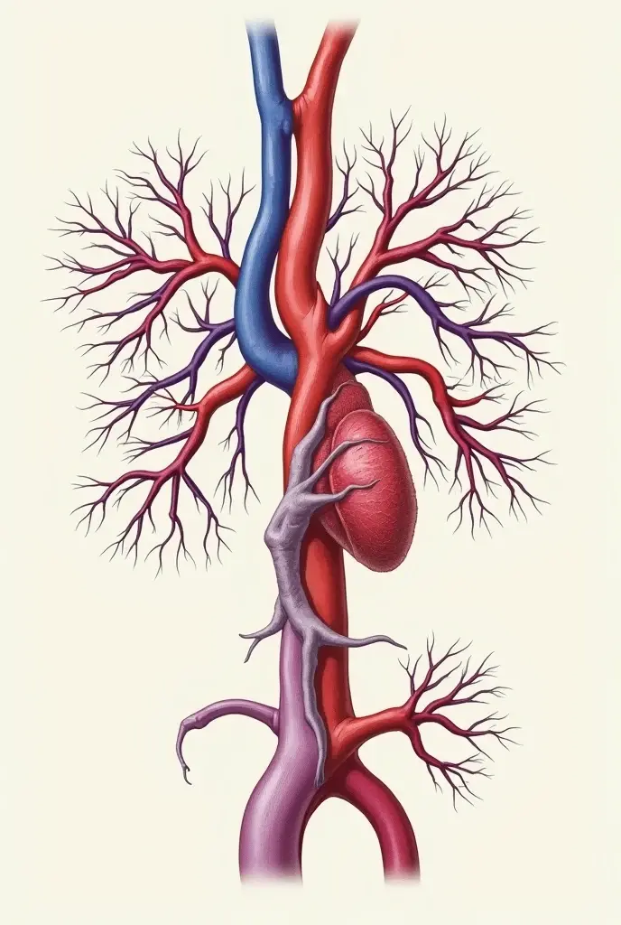 Left pulmonary veins more detailed color drawing