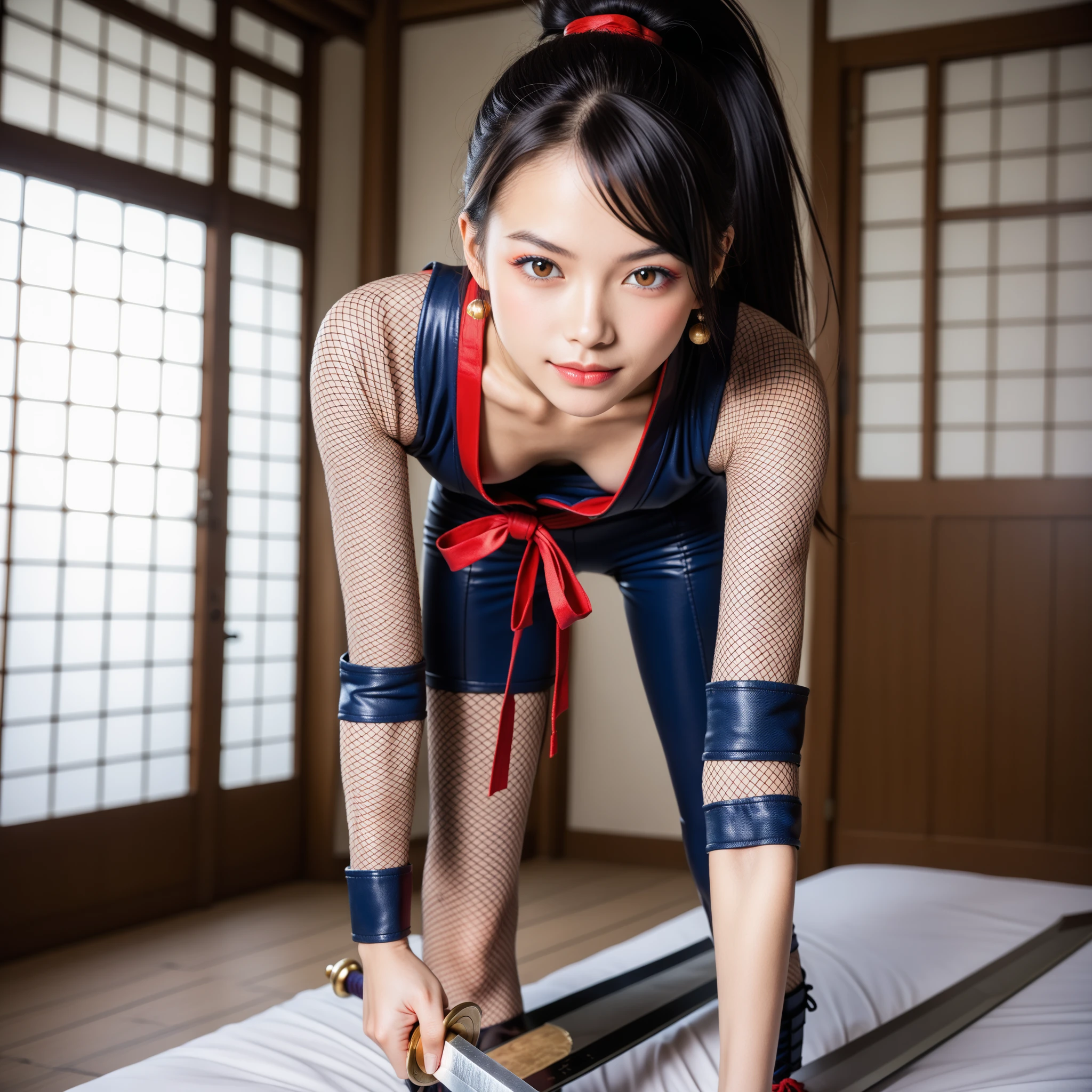 (((Full body portrait)))、(((Kneel)))、(((Kneel)))、(((A 20-year-old female police officer with a cute face like a 16-year-old idol)))、((She wears a Japanese miniskirt police uniform))、((A kind smile))、((Tied up in front of a luxury lingerie store))、(((Wearing a red leather collar around his neck)))、(((the whole body is tied with a rope)))、(Artistic Expression)、Cleavage、Front image (((Tying up a miniskirt police uniform,)), bondage, shibari:1.5, (((both arms tied))), ((bondage))、Accurate、Anatomically correct、Textured skin、Very detailed、 Attention to detail、Highest quality、High resolution、Genuine、Indistinguishable from live-action、realism、RAW Photos、masterpiece