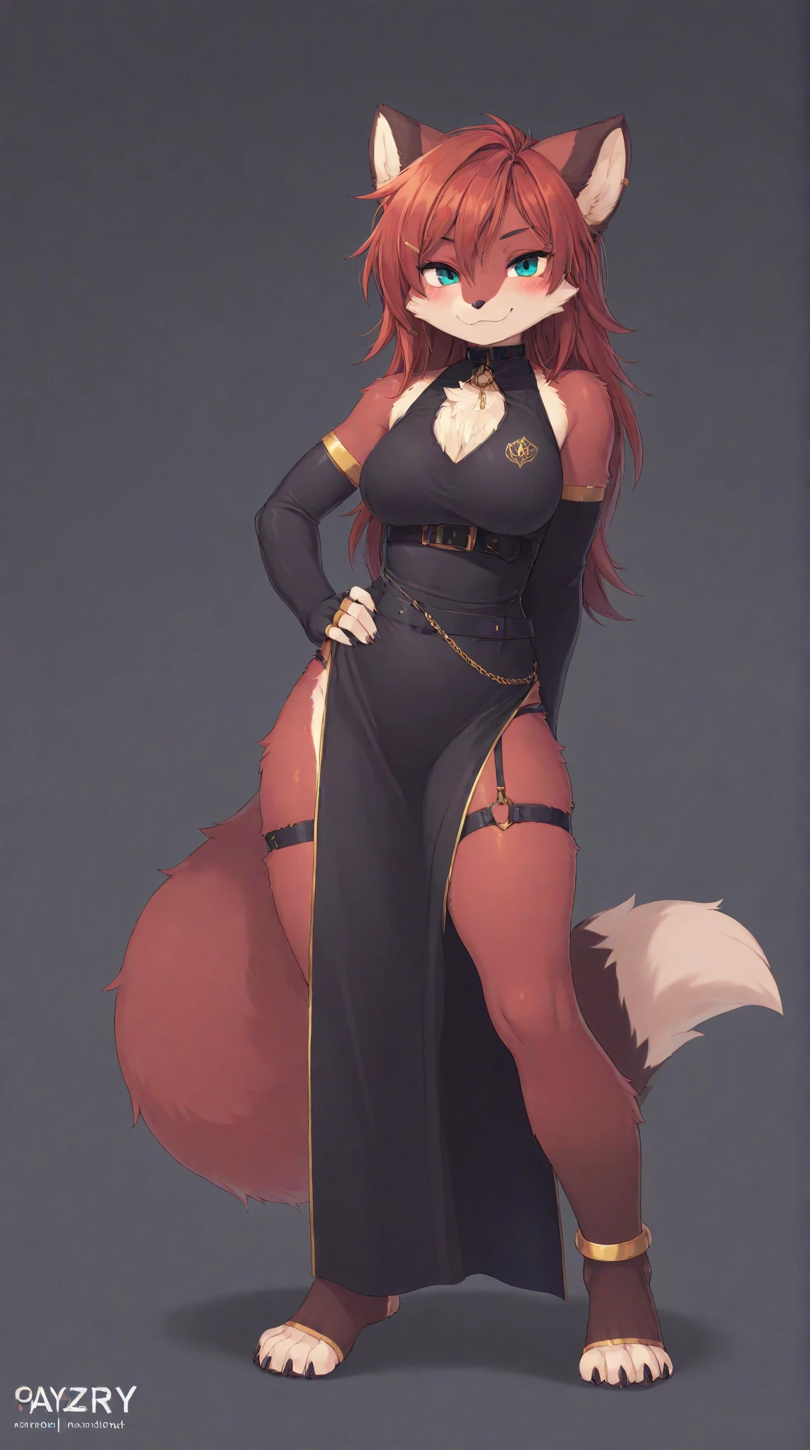 feral,fox, masterpiece, best quality holo is a wolf girl,fox tail, furry art!!!, curvy ,thick thighs,expressive eyes, (brown fur skin), wolf ears, messy hair, feral), furry, stocking, sweaty, plump body type,Serval, fox, wolf girl,fangs, sharp eyeliner, eyeshadow, (detailed eyes),china dress Lingerie,WW2 uniform, secretary, post-apolytic, stocking, girly, dynamic pose, standing, presenting hindquarters, full body, ass in front