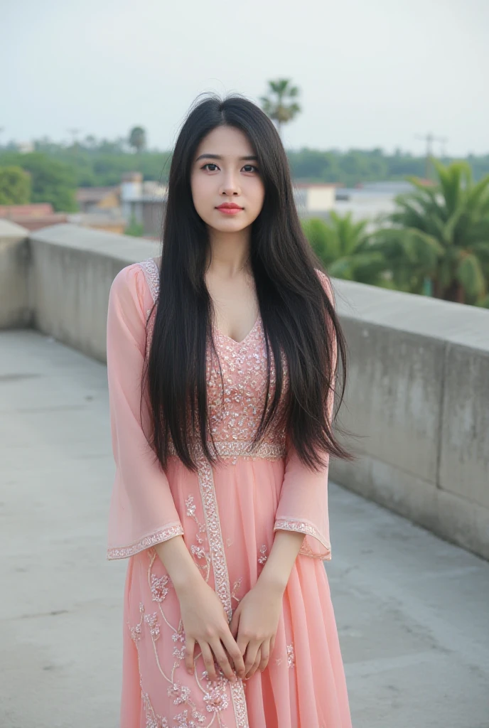 araffe woman in a pink dress leaning against a tree, with long hair, very beautiful girl, girl with long hair, candid picture, with lovely look, with a beautifull smile, asian girl with long hair, long hair girl, indian girl with brown skin, young woman with long dark hair, nivanh chanthara, girl with super long hair