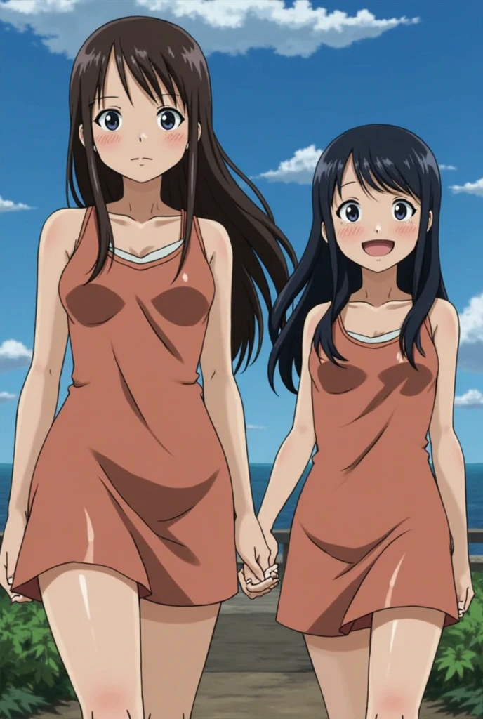full length portrait photo, beautiful anorexic Asuka Langley, very skinny in bikini, bones and ribs visible, small flat breasts, very small waist, slender legs, beautiful face, hands on the.head, front view of Asuka Langley very skinny, white background.