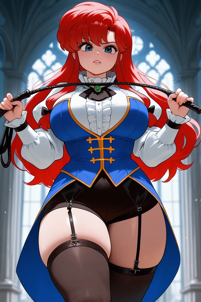 score_9, score_8_up, score_7_up, score_6_up, uncensored, Iris Midgar, red hair, long hair, braid, red eyes, BREAK (masterpiece:1.2), best quality, high resolution, (detailed eyes:1.3), perfect lighting, (perfect hands, perfect anatomy), large breast, sitting, sitting on throne, throne, from bellow, boots, white legwear, penis awe, seductive smile, looking penis, horse cock, huge horse cock, handjob, trembling, precum, projectile cum,