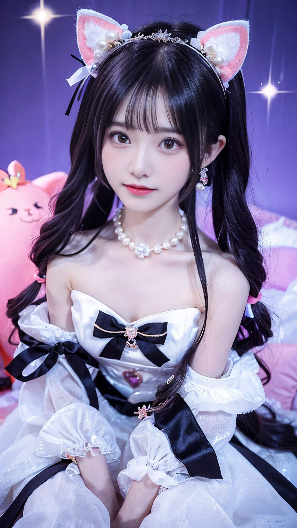 cartoon cat wearing a crown,holding a princess jewelry bag, beautiful animal pearl queen, animated visual effects of a cute cat, cute and detailed digital art, Princess Portrait, cat princess wearing a crown, Kawaii cat, Artificial Intelligence Princess, Cute digital art, 非常漂亮可爱的猫娘, World old cat size cat , Lovely detailed picture, cute anime catgirl , soft anime illustration