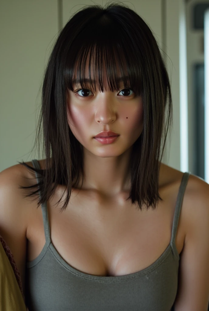 (RAW Photos:1.2, Realistic:1.3), masterpiece:1.4, Highest quality:1.3, Best details:1.3, beautifully、aesthetic, Very detailed CG ユニティ 8k 壁紙,( Vibrant colors:1.1), High resolution,break (((superiorから:1.3, 見superiorげる:1.3, Intense high_angle:1.3))),(Sharp focus:1.3, eye focus:1.0),(Scale to fit dimensions:1.3, Close to the audience:1.1),(( Perfect Anatomy:1.3)),(( Five fingers, perfect in every detail:1.3)), break ((One girl)),( 視聴者をlook:1.3),(White tank_superior_shirt:1.2, look_Through:1.2,Cotton texture:1.3),( Big cleavage:1.2, Erect nipples:1.3),(Denim jeans:1.0), break super detailed beautiful Tanned skin:1.3, Most detailed Beautiful Face and eye:1.2,( cute笑顔:1.2),( cute:1.3, So adorable:1.1),(Beautiful Face:1.2, Perfect Face, Attractive face:1.2),(Shiny Hair, eye, Glossy Lips:1.3), break (Perfect lighting:1.3, Very detailed, Most detailed, Depth of written boundary), Colorful graffiti wall behind, stylish