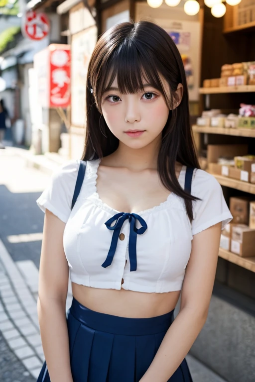 1 nogizaka girl, very cute, Japanese beautiful girl、13-year-old junior high school student,, Delicate and beautiful face, eye, skin, Thick black shiny hair, Completely naked, Frilled tie, Ribbon tie, Rose Hair Accessories, Twin tails、(Smiling for the camera), (Cowboy Shot), (Yo Disneyland), Professional Lighting, break, (Realistic, photo-Realistic:1.37), 8k, (masterpiece), (highest quality:1.4), (Ultra-high resolution:1.2), (RAW Photos:1.2), Perfect Anatomy, Four fingers and a thumb, Highly detailed background, (unity 8k wallpaper)、Very small breasts、Small pink areola、Small erect nipples、slim、Small butt、Rub your chest hard