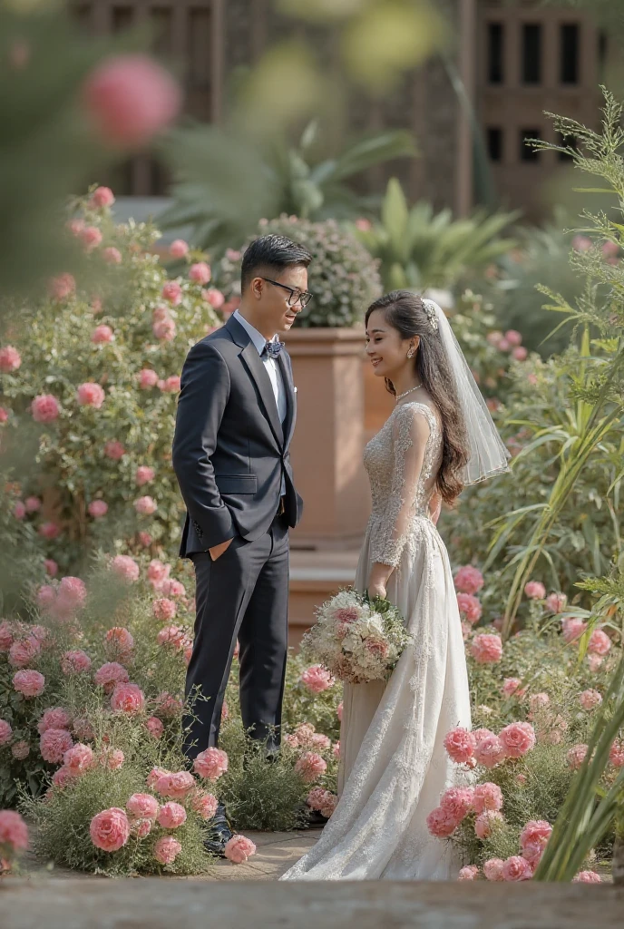 bride and groom posing for a photo in formal attire, wedding photo, lovely couple, happy couple, hi-res scan, hi - res scan, in front of white back drop, bride and groom, 🤬 🤮 💕 🎀, couple portrait, couple, wedding, 155 cm tall, 165 cm tall, couples portrait, couple pose