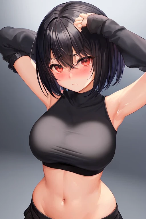 Sexy girl with short black hair and big boobs