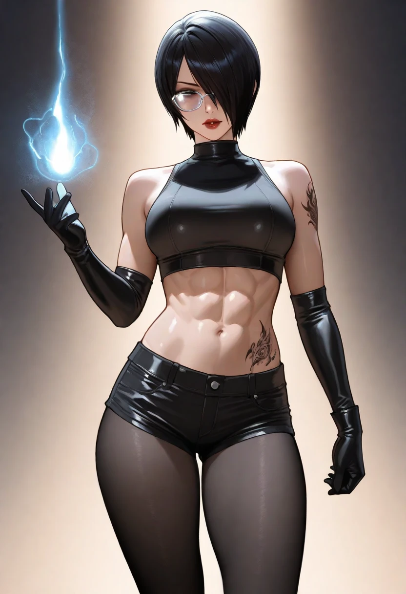 beautiful, (masterpiece:1.2), (best quality:1.2), perfect eyes, perfect face, perfect lighting, xion, black hair, blue eyes, black cloak, hood, 1girl, bikini, bikini top only, breasts, cleavage, gloves, hood, huge breasts, large breasts, lips, looking at viewer, parted lips, short hair, solo, striped, striped bikini, swimsuit, unzipped, upper body, zipper, <lora:(Character) Xion:0.75>