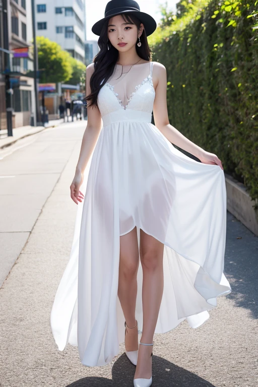 A very gorgeous and stunningly beautiful girl portrayed in a full-body shot, radiating elegance and allure. Captured with a Nikon D850 camera equipped with a Sigma 50mm f/1.4 DG HSM Art Lens, this composition showcases her jaw-dropping beauty in vivid detail and realism with 8K image quality.