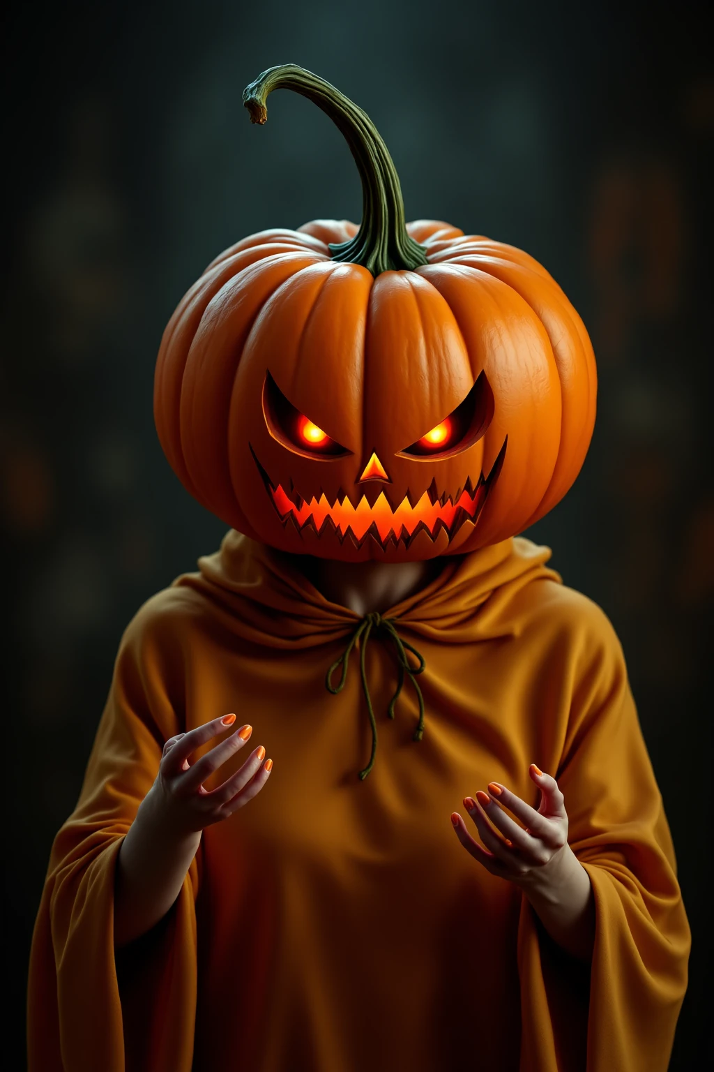 Scary pumpkin spinning a basketball on one finger