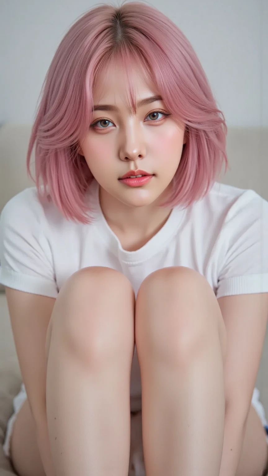 (spread legs, legs up :1.3),One person girl,View Lens,Pink Hair,Wear ,masterpiece,high quality,8K,最high quality,Realistically,Vivid details,One huge breasted girl,Adorable,Beautiful face with lots of detail,One Man,View your viewers,The street faces the wall,Standing on the street,uniform,Perfect detail。