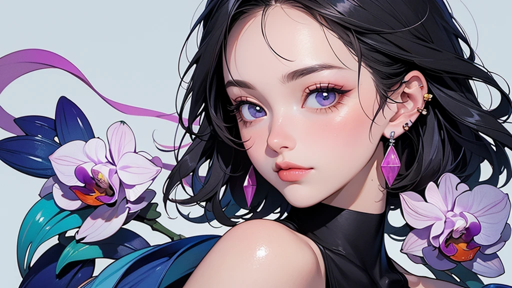 Chinese woman, closeup of face, towering female figure made of ribbons, smoke, In the sky, colorful and bright, mystical colors, modern impressionism, return Yanjun Cheng, iridescent paint, 3/view in 4 perspectives, Beautiful face, low angle, wide swirling composition, big beautiful glass eyes, large iris, UHD, HDR, 8k, (Masterpiece: 1. 5), (The most beautiful portrait in the world.: 1.5)