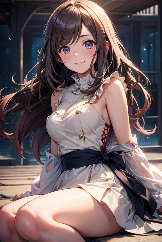 off shoulder dress，masterpiece, best quality, high resolution, 1 girl, Super high resolution, alone, stockings, purple eyes, , long hair, Bangs，necklace