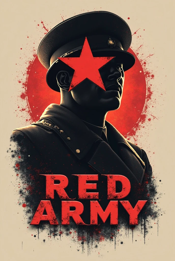 1boy, colored skin, fur hat, hammer and sickle, hat, long sleeves, male focus, red hair, red skin, solo, star (symbol), ushanka, ussr, white background