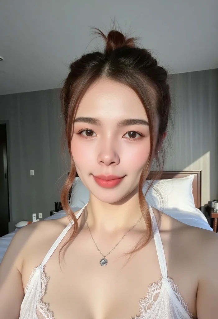 (realistic、masterpiece、Best Quality、8K、highres、white background, high resolution:1.3)、1 chubby girl:1.3)、looking at viewers, black lace bikini、pale white skin、very blond hair ,very pale skin, extremely pale blonde hair, ivory pale skin, very white skin, pale skin, very pale white skin, very pale white skin,white skin and pale porcelain, white and pale skin, fair and pale skin!!, long blonde hair, looking at viewers、super fine face and eyes、long blonde hair、 ((full breasts:1.3)), indoor、 upper body、