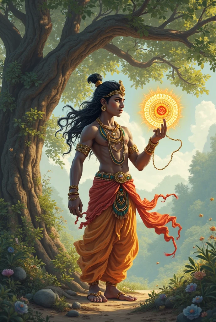 lord Krishna with Sudarshan chakra and Peakcock feather on lord Krishna head
