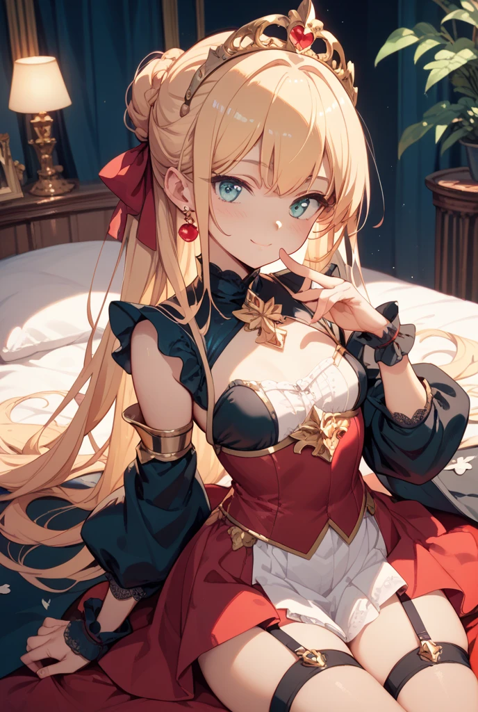 (dancing:1.5) (close up) (full body pose) (adult woman:1.2) (nude:1.1) (topless:1.1) (elaborate beautiful red gold dress:1.2) (from behind) (golden halo) golden chain choker, night, dark cozy bedroom, mood lighting, on bed, Absurd, Perfect Anatomy, Good lighting, Shadows in the movies, large breasts, very large butt, thin waist, Long HAIR, blonde HAIR, (loving look:1.5), original HAIR style, Dynamic Angle, (detailed face:1.3) (dynamic lighting:1.2), (gold leaf bracers on arms) (gold leaf hair piece) (elaborate golden necklace) (gold roses on bed) (golden eyes)