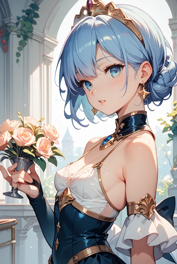 Girl wearing a decorated porcelain mask, Uniquely decorated