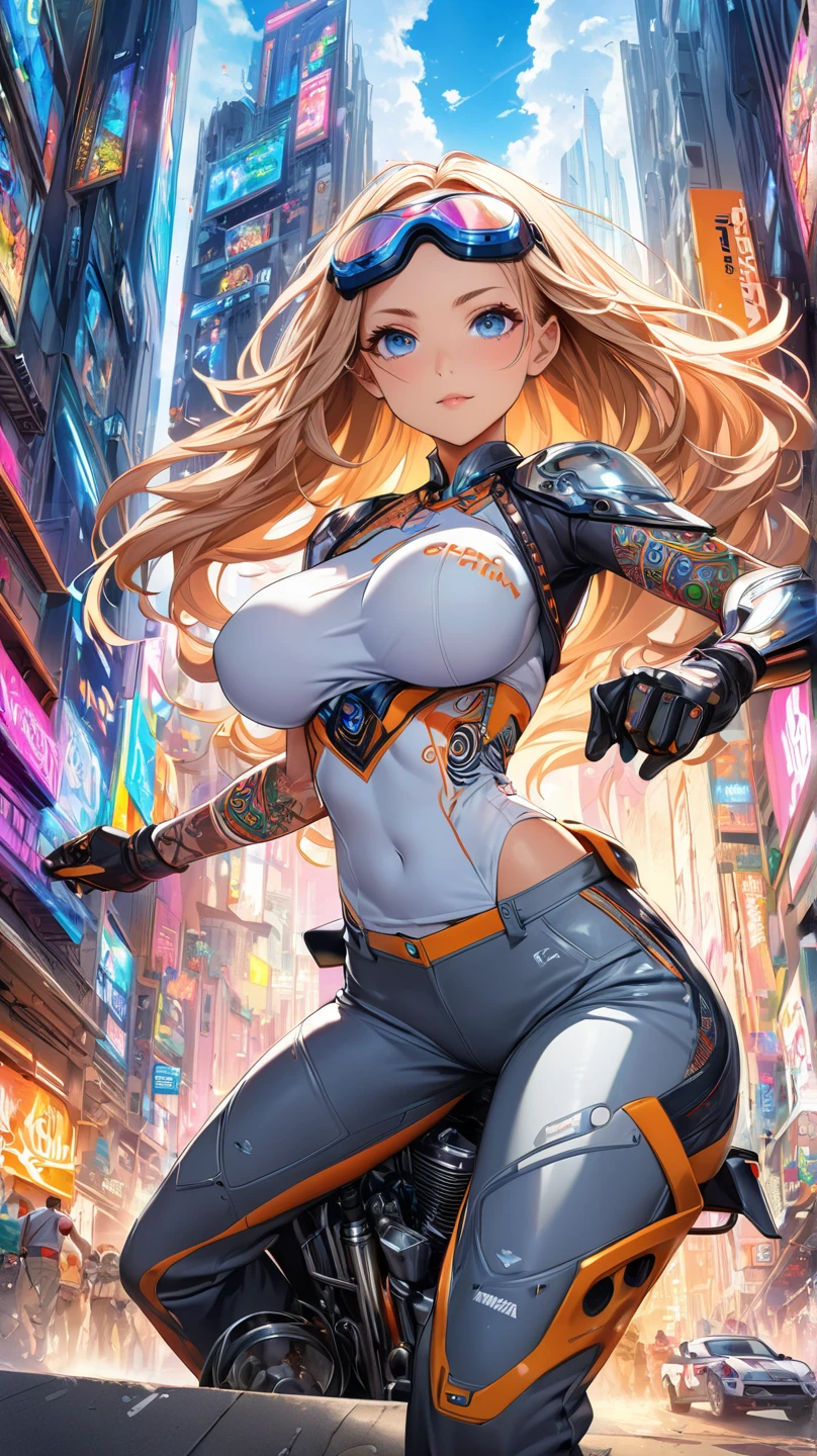 Jersey Girl Smile Blonde Long Hair Best Quality Cyberpunk Masterpiece Big 