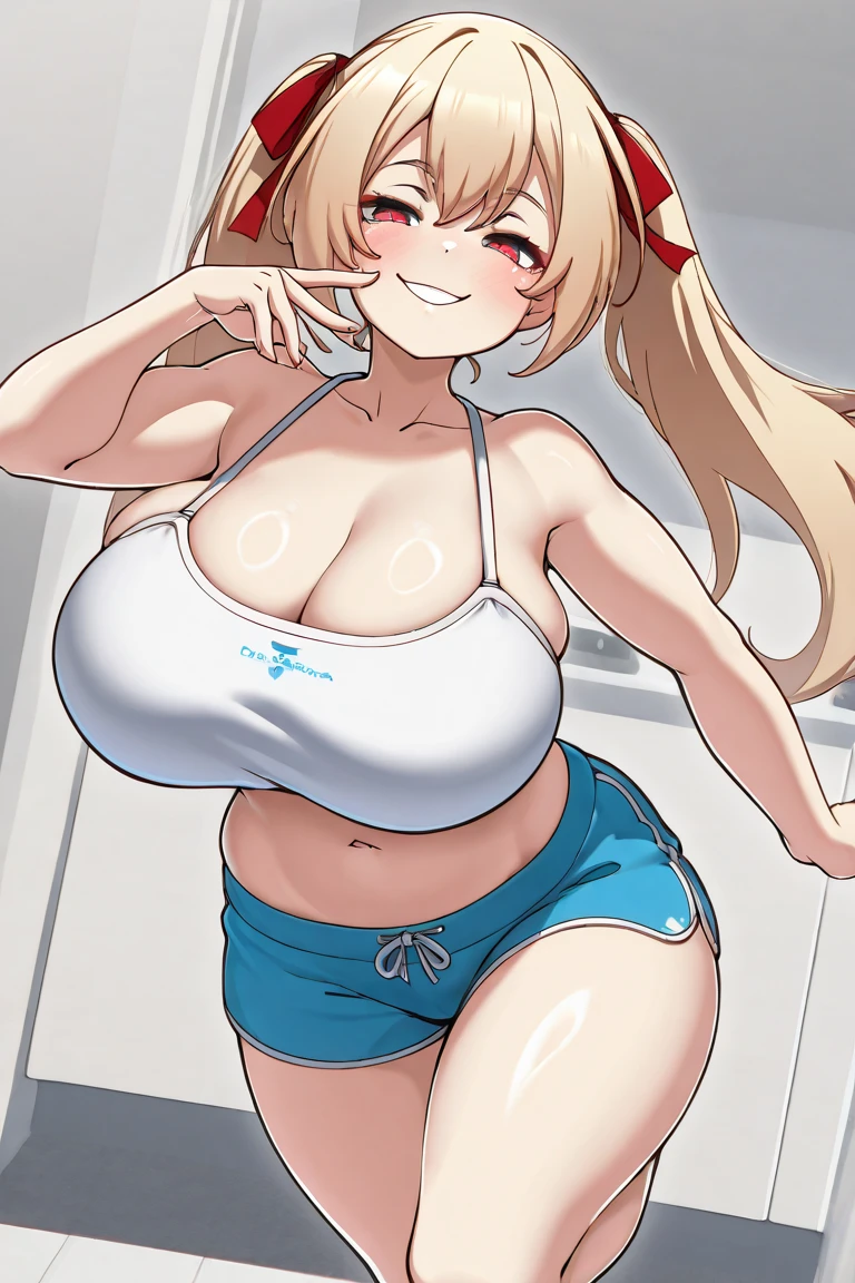 Anime Kawaii sexy Perfect Slim sensual body large breast and huge thighs, An intricate and highly detailed illustration of anime ( girl). breasts big，Lop，sports attire，smiling, sweetheart, chubby  :1.2)(Clean the skin)(glad)][(clothes inspired by &to quote;MINNIE&to quote;) , ILLUSTRATION FOR CHILDREN , clean backdrop]