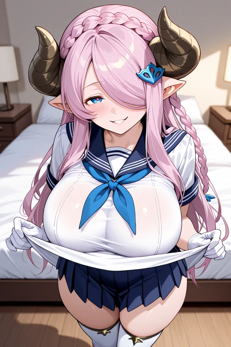 Busty loli kid, Smooth skin, Super big breasts that are bigger than the body,White silk thick legs,2D cow girl