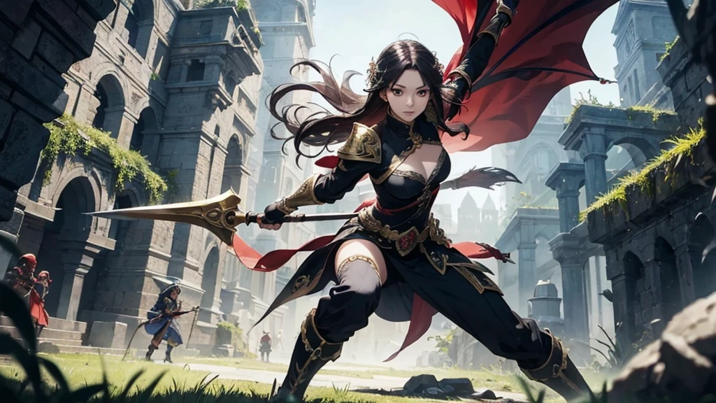 an ipad case with an image of a girl holding a sword and a barrel, from arknights, epic character art, official character art, shadowverse character concept, female character, epic exquisite character art, granblue fantasy, new character, she is holding a sword, splashcreen character art, fantasy character, character artwork, official character illustration, rpg portrait full body, shadowverse style, detailed character art, character splash art, full art illustration, high quality character design, rpg character