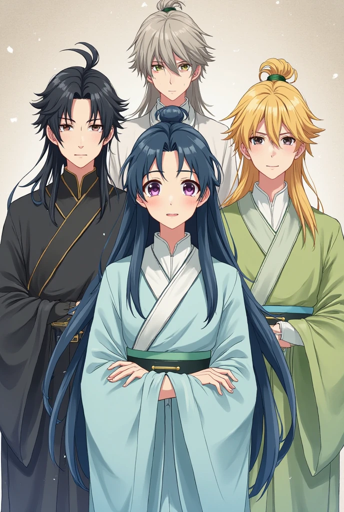 anime girls in kimono robes posing for a picture in front of a window, flowing hair and long robes, onmyoji, visual novel cg, onmyoji detailed art, kawacy, visual novel key visual, sengoku - era art style, manhwa, onmyoji portrait, sengoku era, ; visual novel, visual novel, anime in fantasy style, olhos detalhados, olhos muito bonitos
