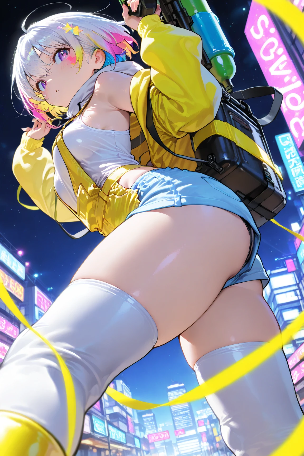 (NSFW),Professional Woman Photography, masutepiece, Super、Big, 1womanl, cyberpunk art background、Lover's perspective, (sweat bangle: 1.3), blur backgroun, beautiful villain woman photo, ((Punk style)), pantyshot,Open front, Skirt, ((pink hoodie, Peach-colored hair)), Realistic, Beautiful lips, Brown eyes, Pink checked pleated skirt, of the highest quality, Ultra Detail, Naughty angles, long eyes, Mature beautiful face, Seductive eyes, Back lighting,
