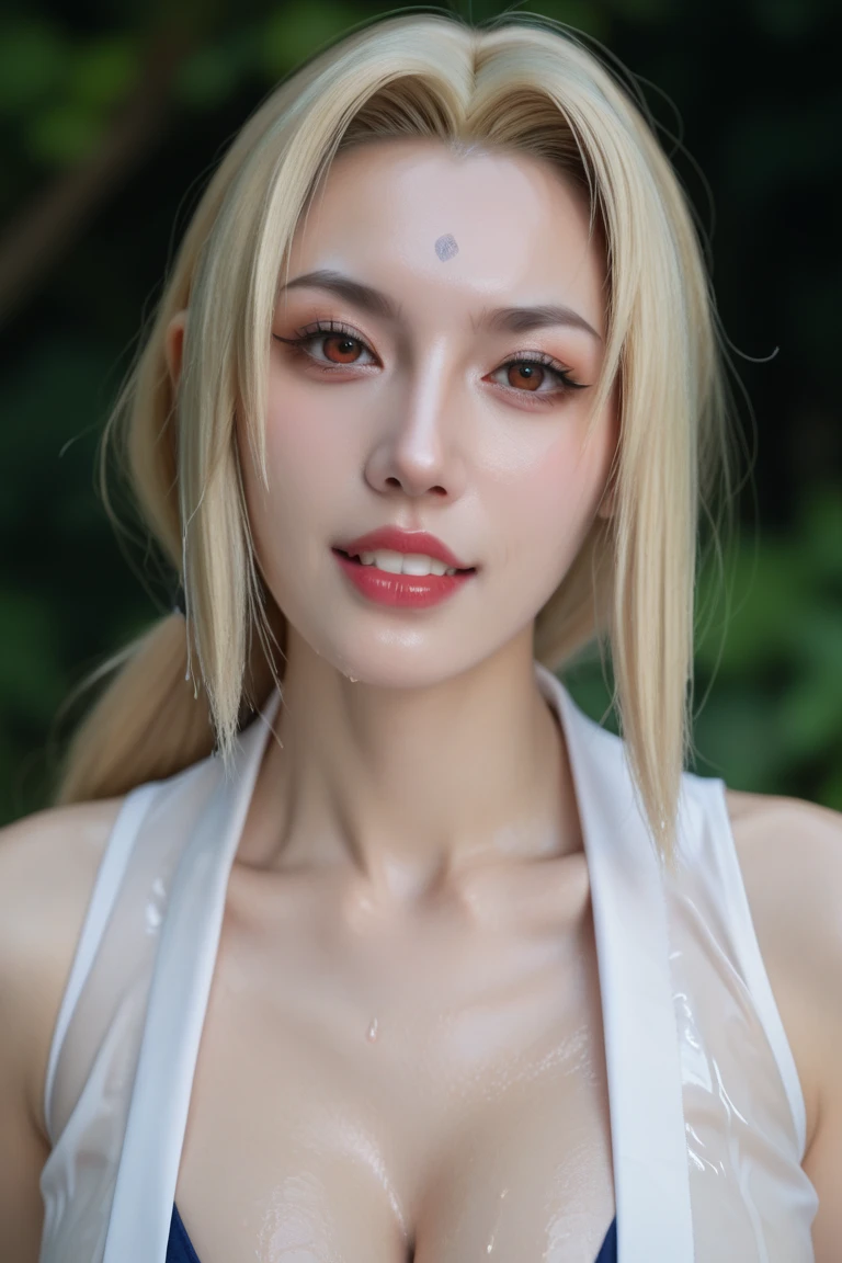 Yamato from one piece, realistic, age 25, pure white skin, red pupils, red horns, white long hair, old clothed samurai outfit, perfect face, perfect shape body, above large breasts, clothes covered upper body, 3d .