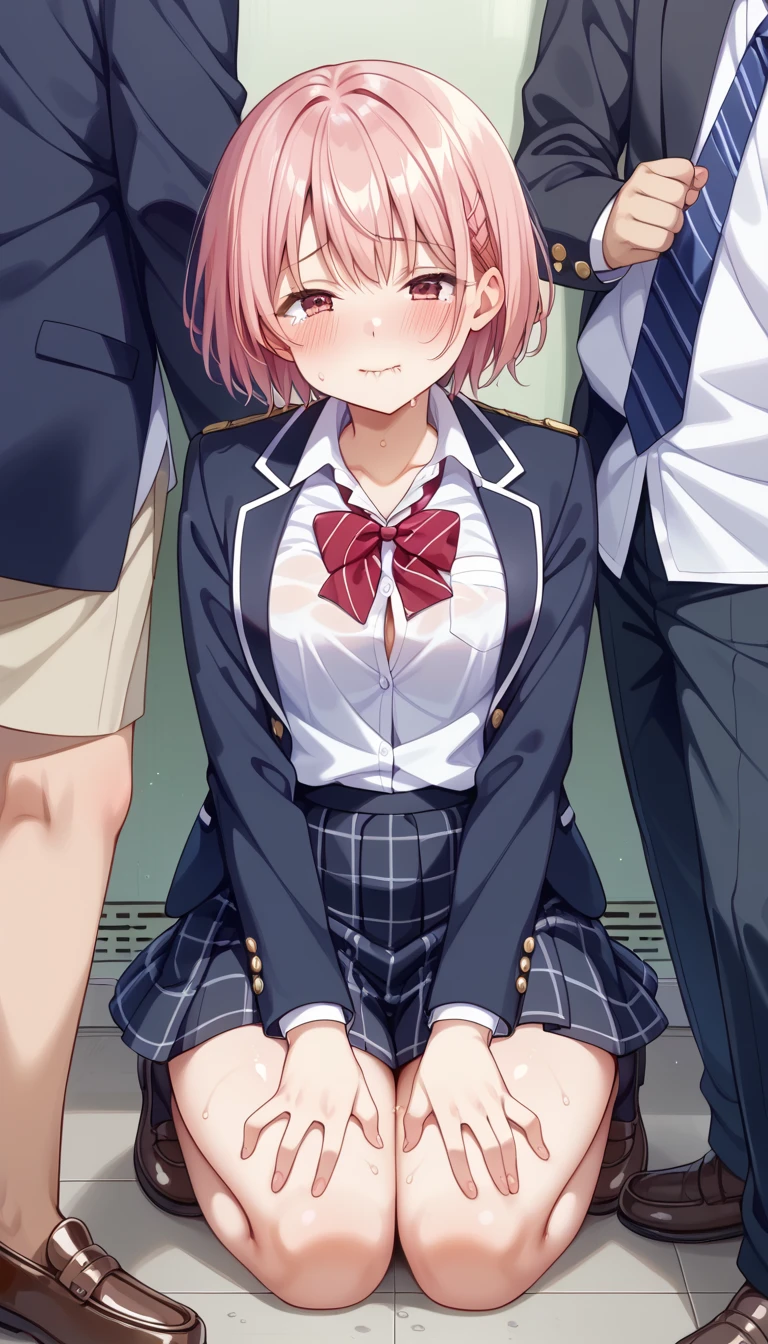 nsfw,cherry blossom cream, Primary school students、8-year-old with short hair, ribbon, Green Eyes, hair ribbon, Pink Hair, Ahoge,
, shirt, white shirt, collared shirt, Jacket, Long sleeve,masterpiece,Noise Reduction,Perfect Anatomy,High resolution, Very detailed,Game CG,Beautiful attention to detail,Visual Arts,
1girl,4boy, (crowd)、 Cowboy Shot、(Pussy、pussy)、(from below),(arms behind back)、(Put your arms behind your head)、Sit on a chair、Spread your legs、(Bukkake,bukkake,Cum all over the body,cum on body,cum in Pussy,creampie)、(embarrassed,angry)、