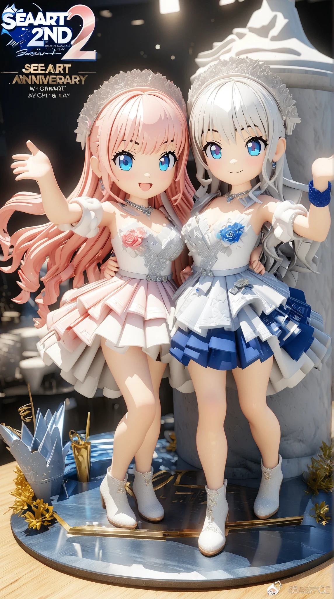 (masterpiece:1.2), ( top quality:1.2), super high resolution, logo celebrating the 2nd anniversary of SeaArt AI, (("SeaArt 2nd Anniversary")), 3D Style, 3D Figures, 3d rendering,  OC rendering, 8k