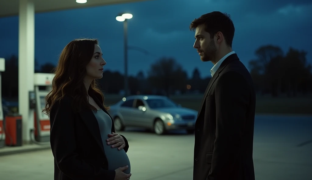 Give me a image of woman and pregnant lady waiting for ambulance on the road