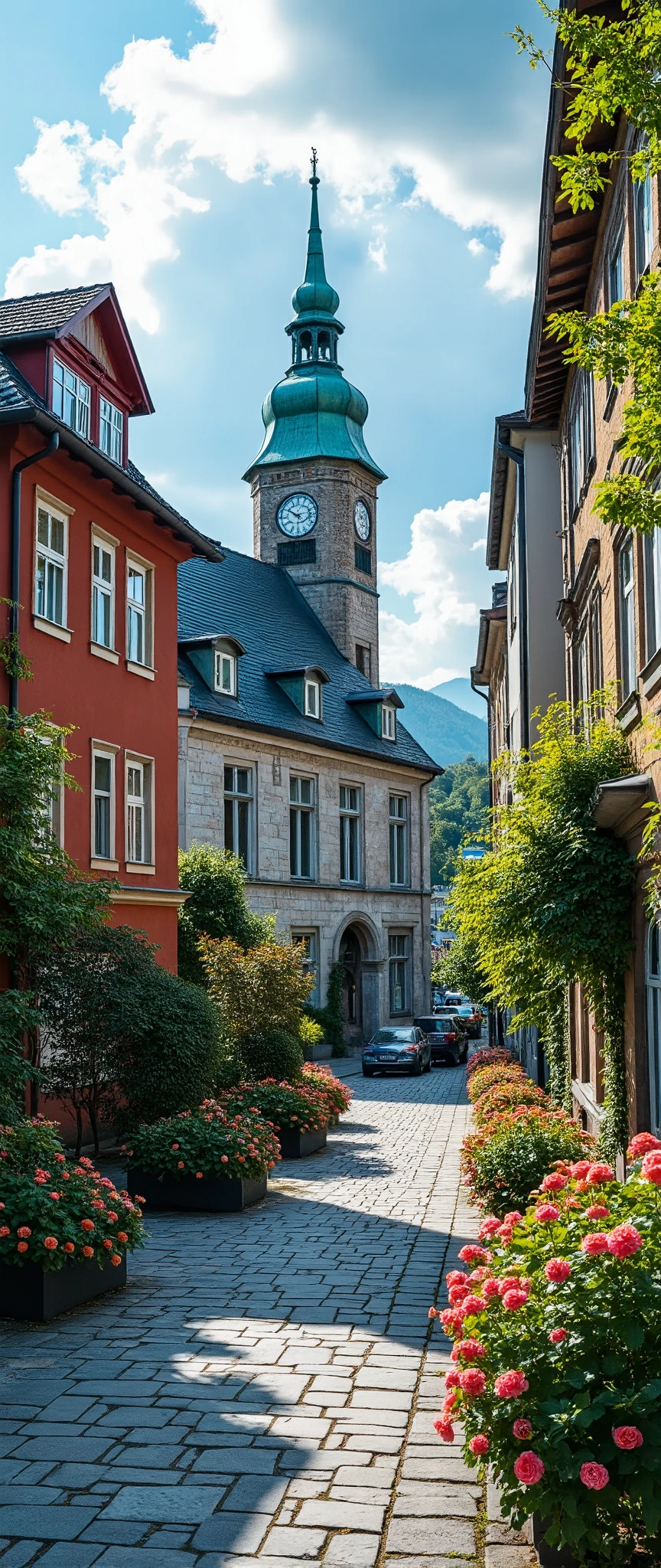 masterpiece、 Best quality images、 Bergen is a、Image of Vestland, the county seat and basic municipality of the West-West-Vestland region of Norway、County Hall、Buildings and Facilities、colorful flowers、nature、Attractive Urban Area、details、high resolution、Photorealism、非常にdetails、complicated、高details、An image of Vestland, the prefectural capital and basic municipality of the West-Vestland region of Norway captured dramatically in an instant、Walking Scenery。