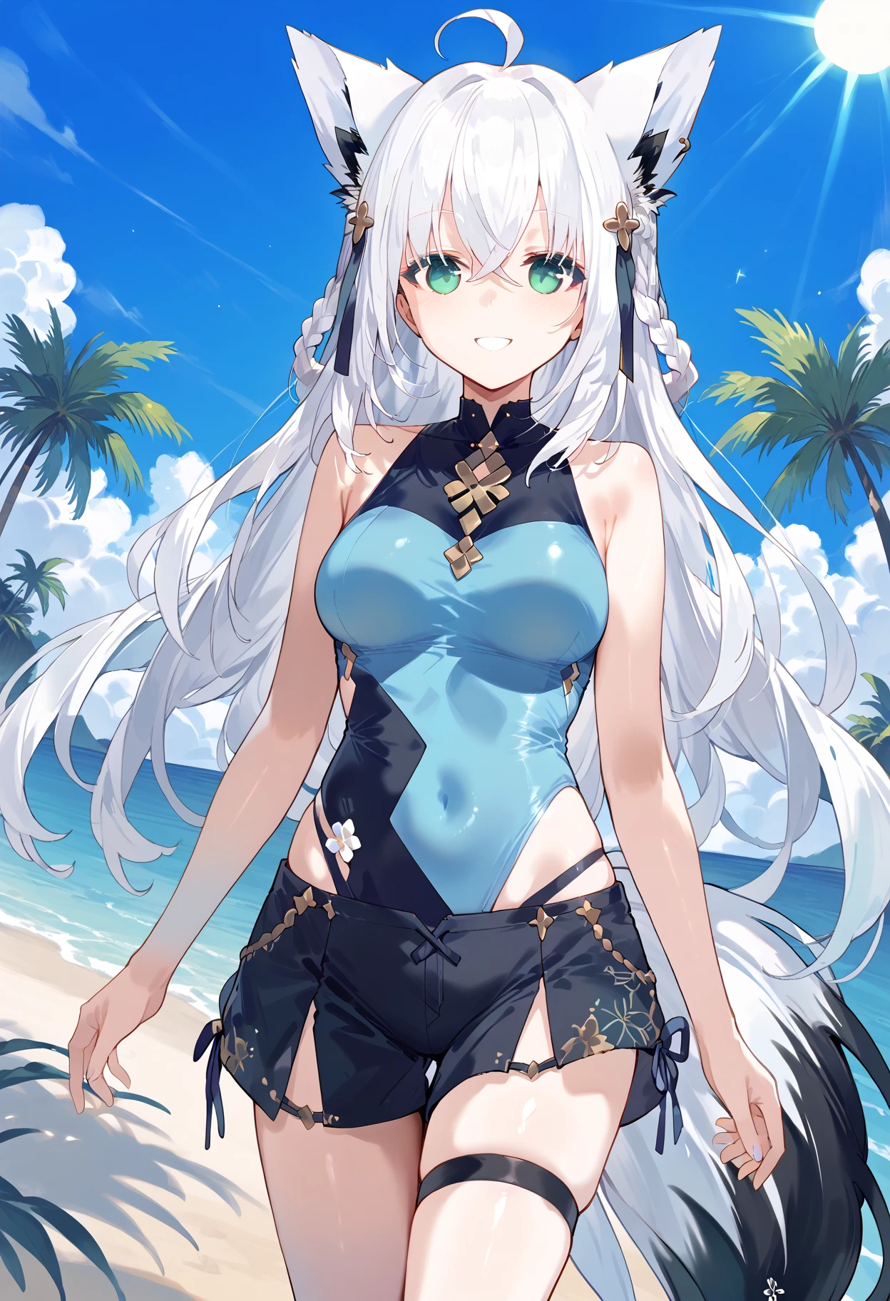 anime girl with white hair and blue eyes on the beach, splash art anime , detailed digital anime art, ahegao face, ahegao, kawaii realistic portrait, from the azur lane videogame, detailed portrait of anime girl, anime visual of a cute girl, detailed anime character art, detailed key anime art, anime moe artstyle, topless, small breasts