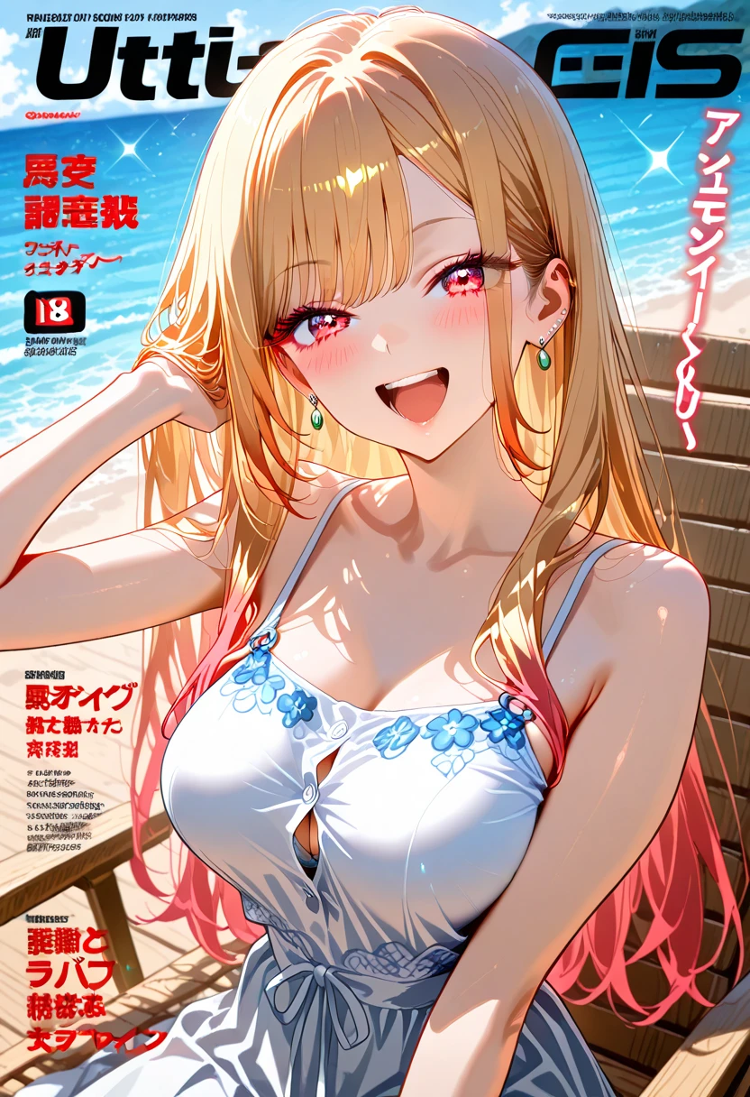 (masterpiece:1.3),((High resolution)),((high quality)),((Super detailed))、1 girl、(Genital tattoo:1.5)、(Groin tattoo:1.5)、(Shiny Tattoos:1.5)、((Ahegao , blush , Sweat , open your mouth:1.5))、perfect balance、perfect face、detailed face、cute face、beautiful詳細な目、Expressive eyes、cute eyes、shiny eyes、perfect body、beautiful体、(((white bikini)))、(big breasts)、(head shot)、embarrassing、blush、beach、beautiful女の子、cute face、beautiful顔、cute face、beautiful、best quality、good anatomy、ornaments,Mahiru Shiina ,(Shiina Midday) ,blonde,brown eyes, ((brown eyes:1.7)),smile、closed mouth、blush、Are standing、from below、(NSFW:1.3),