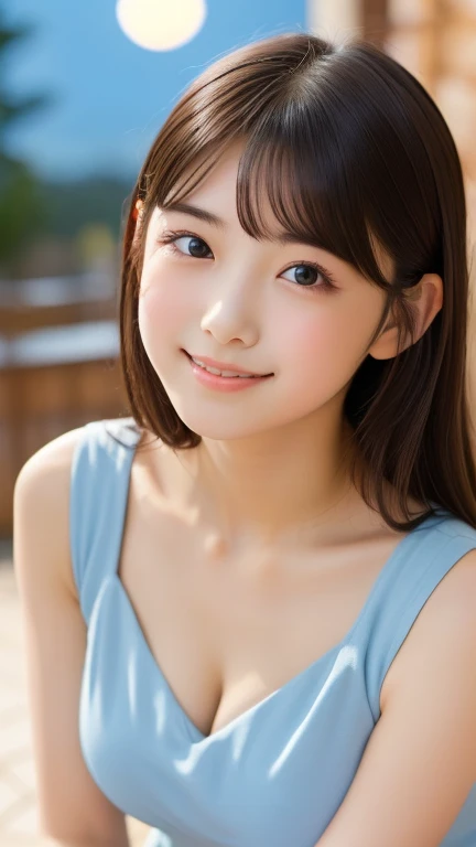 A very cute face like an idol、Looks like a young face、20-year-old female、Gentle and cute、A kind smile、Cleavage、A toast at a lively izakaya、Natural Lighting、whole body、RAW Photos、Genuine、Artistic、Real Stick、High resolution、Genuine Life、No copyright notice