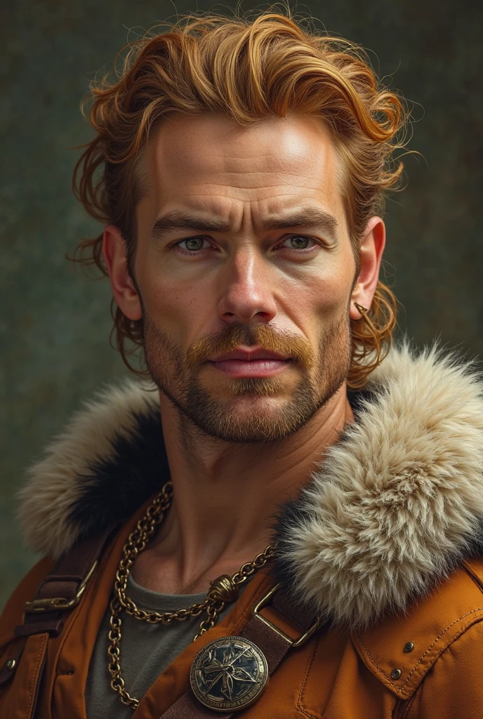 (highly detailed, soft light, detailed face, detailed skin, detailed eyes, photorealistic, dynamic light; cinematic); 1820's; 35 years old man; German-Sioux Indian mix; 1820's fur hunter; leadership figure; strikingly handsome; wild man; defined cheekbones; defined strong jawline; longer chin; handsome face; strapping; desirous teasing inviting expression; intimate sexually-charged atmosphere; masculine face; charismatic; grizzled; sensual; strong German nose; manly passionate air; very attractive; burly broad figure with strong shoulders; naturally tanned ruddy weathered skin; long stubble beard; natural blue eyes; thick strong chestnut-brown eyebrows; fully naked with hairy heavily muscled chest; tousled chestnut-brown hair half up; full firm masculine lips; laying on 1820s bed with furs in a 1820's wooden settlement house; laying in erotic pose; natural blue eyes; German-Sioux Indian mix; looking at camera