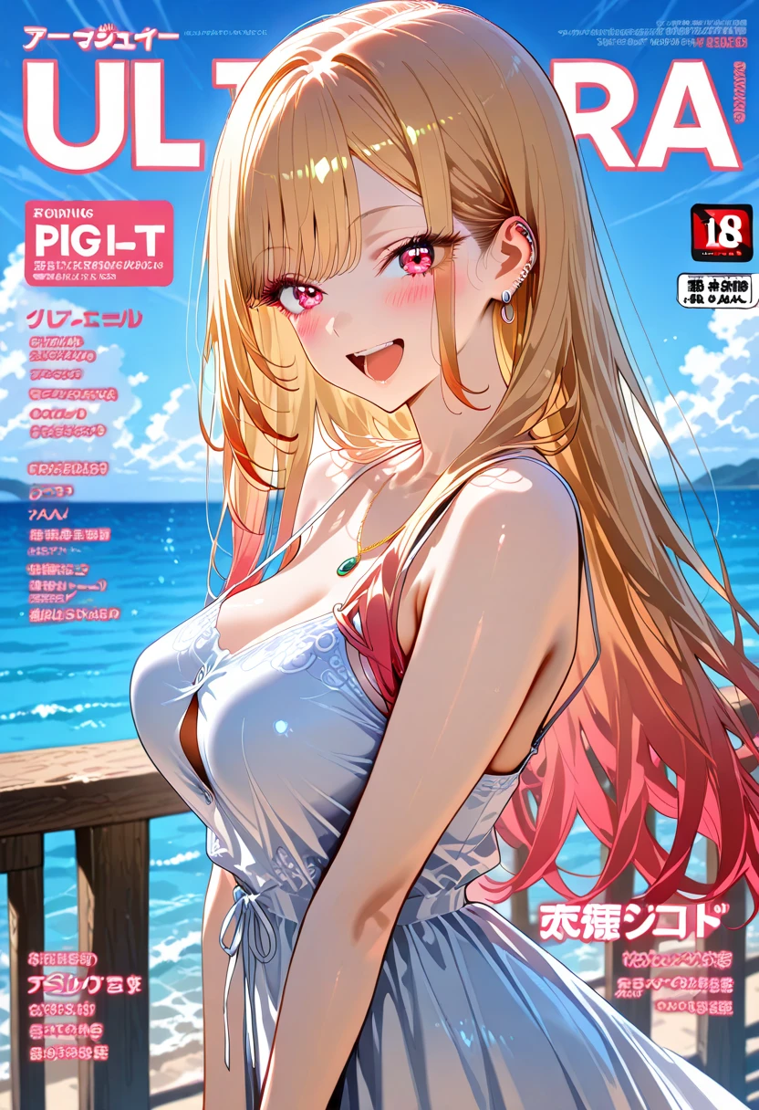 pink hair, short twintails, hair bobbles, star hair ornament, asymmetrical bangs, short hair, pink-framed eyewear, purple eyes, .(nude, naked, 1girl, solo, ,large breasts , solo) ,,, nipple ,, (wearing nothing:1.5), empty eyes , ,, , , hospital, ,blue sky, cooking, sea space