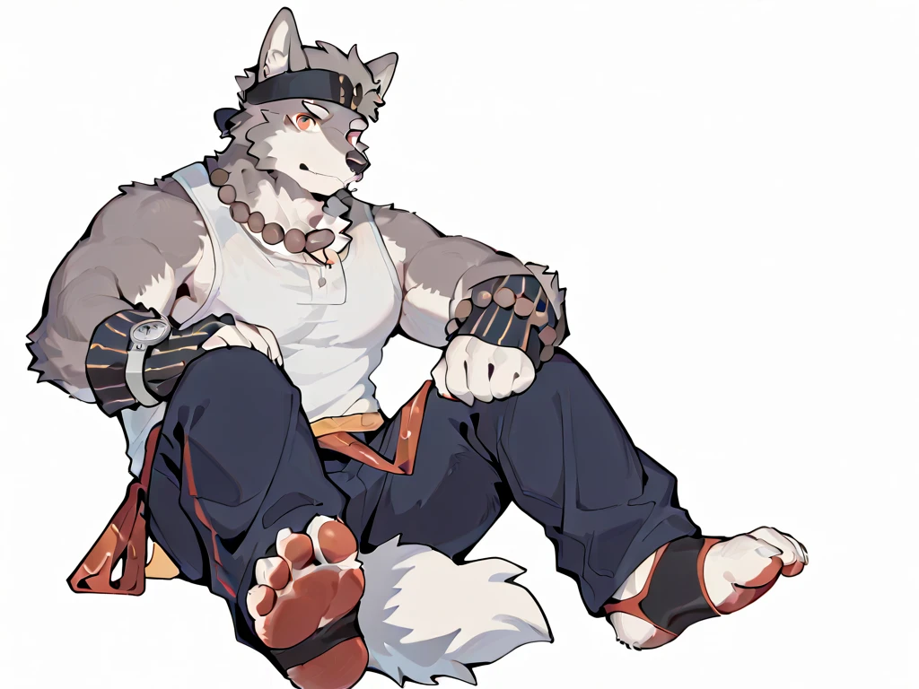 Furry extremamente lindo e atraente vestindo apenas cueca boxer mostrando seu corpo inteiro.