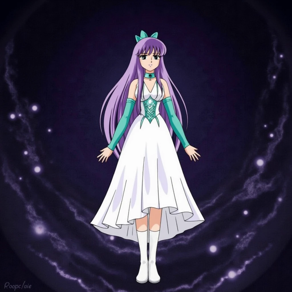 best quality,high resolution,extremely detailed CG, detailed face,<lora:puyopuyov2:1.3> puyopuyo,full body, <lora:Kido_SaoriV3:1> kido_saori, saori_sleeveless_white_dress, staff_nikke, holding_staff