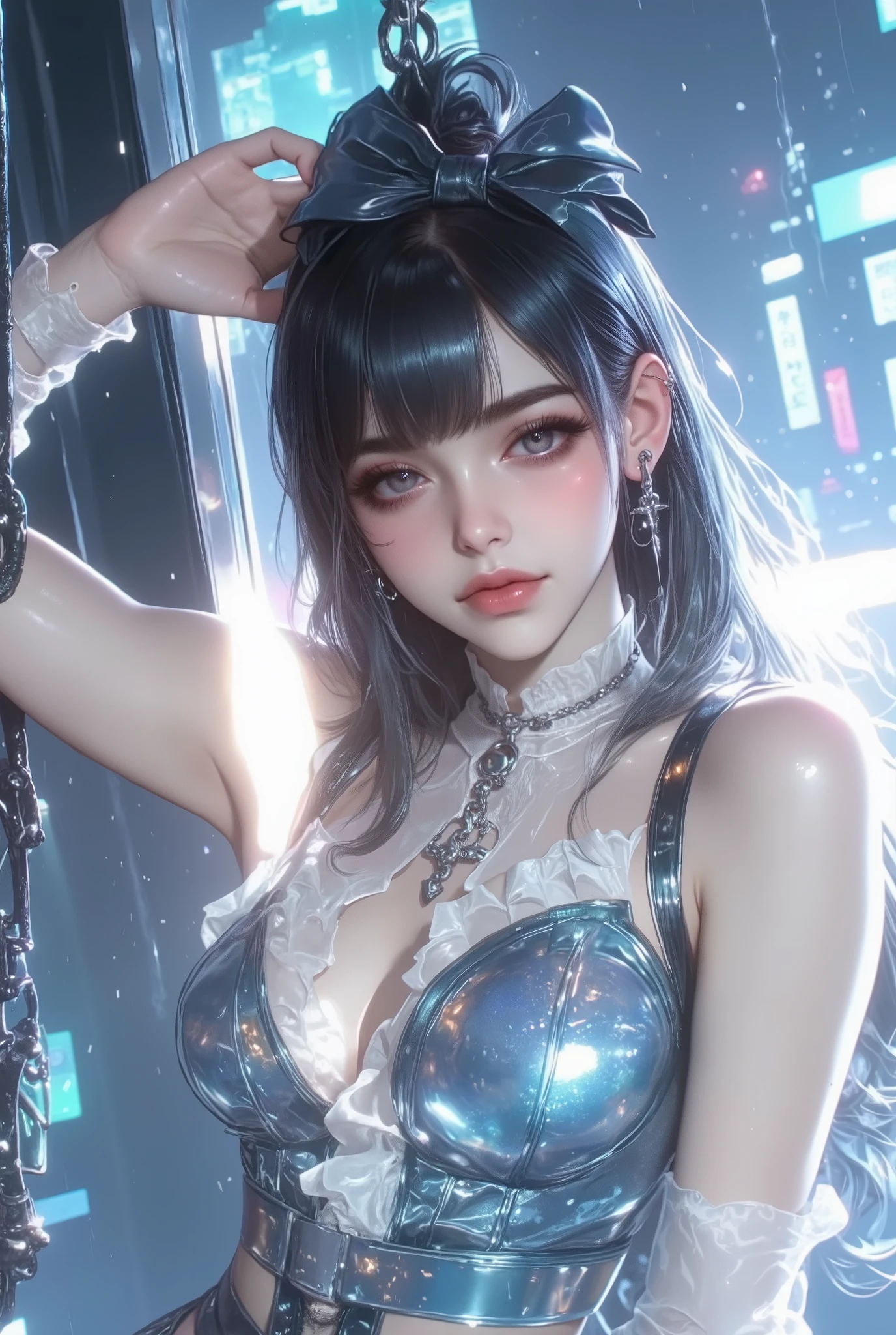 (8K ultra-clear picture quality), (quality), (Original image quality),(On a table:1.2), (actual), (realistically:1.37), ,largeeyes,long eyelasher,（live-action realistic style),Realistic light and shadow,Clear facial features,,Fair skin, ）,(The ultimate face,phenomenal beauty),Best Portrait, 1-girl,beautidful eyes,highlydetailed skin,(Beautiful face with double eyelids), (actual: 1.4),((entire body image)) ,exquisite and beautiful face,,Women around 30 years old,(Beautiful Face 1.4),Straight hair length,,(lipsticks,Weakness around the eyes,Beautiful earrings),((Photographed in the aircraft booth)),(mid air,)),,(stewardess wear),,(3/4 length),Front Shooting,,Get up close,((Stand like a model airplane,Lift up the skirt，Exposing white latex)),The navel is visible,Navel Exposed,(((Always look at the audience and smile),（latex），(and slight exposure),The skirt is opened,in a skirt、((Wearing a flight attendant suit)),(Show a beautiful smile without opening your mouth)