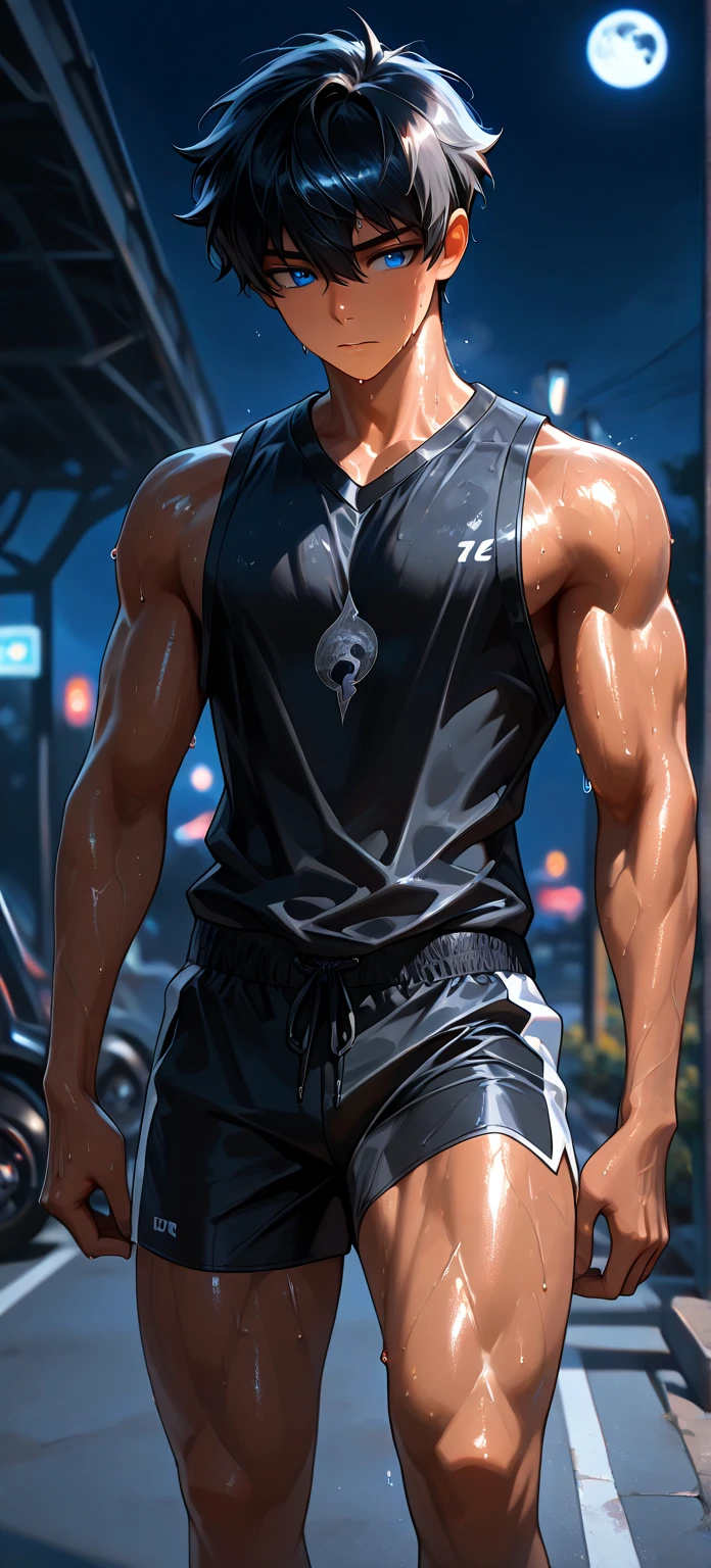 masterpiece, best quality, face, natural eyes, 1man, european, big feet, black socks, (no shoes), full body, large bulge, long legs, looking at viewer, 30 years old, muscled and mature, short haircut, face covered with white fluids, sweating, tight cloth, erecting, shirtless, topless, smirks, solo, white skin, muscular, muscle man, tall, hunk, big biceps, abs, wide shoulder, open chest, facial hair, black short hair, wet body, wet hair, shirtless, viewer looking, high resolution:1.2, best quality, full body, flat style, dark sky, a male angel with huge black wings, fire on the ground, dark angel, black wings, tatooed arms, remote camera, ruined city, dark eyes, evil, evil eyes