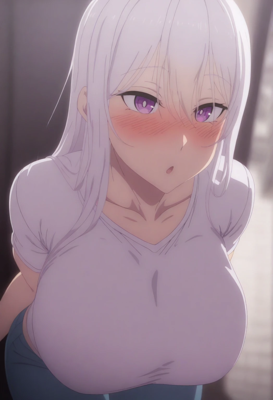 (highest quality, masterpiece),sexy,  erotic, 18+, Browsing Caution, One girl, 18-year-old, Contempt, pride, Long silver hair,Sparkling eyes, ((( panties))), ((Green Eyes)), ((Two ponytails)), White Dress