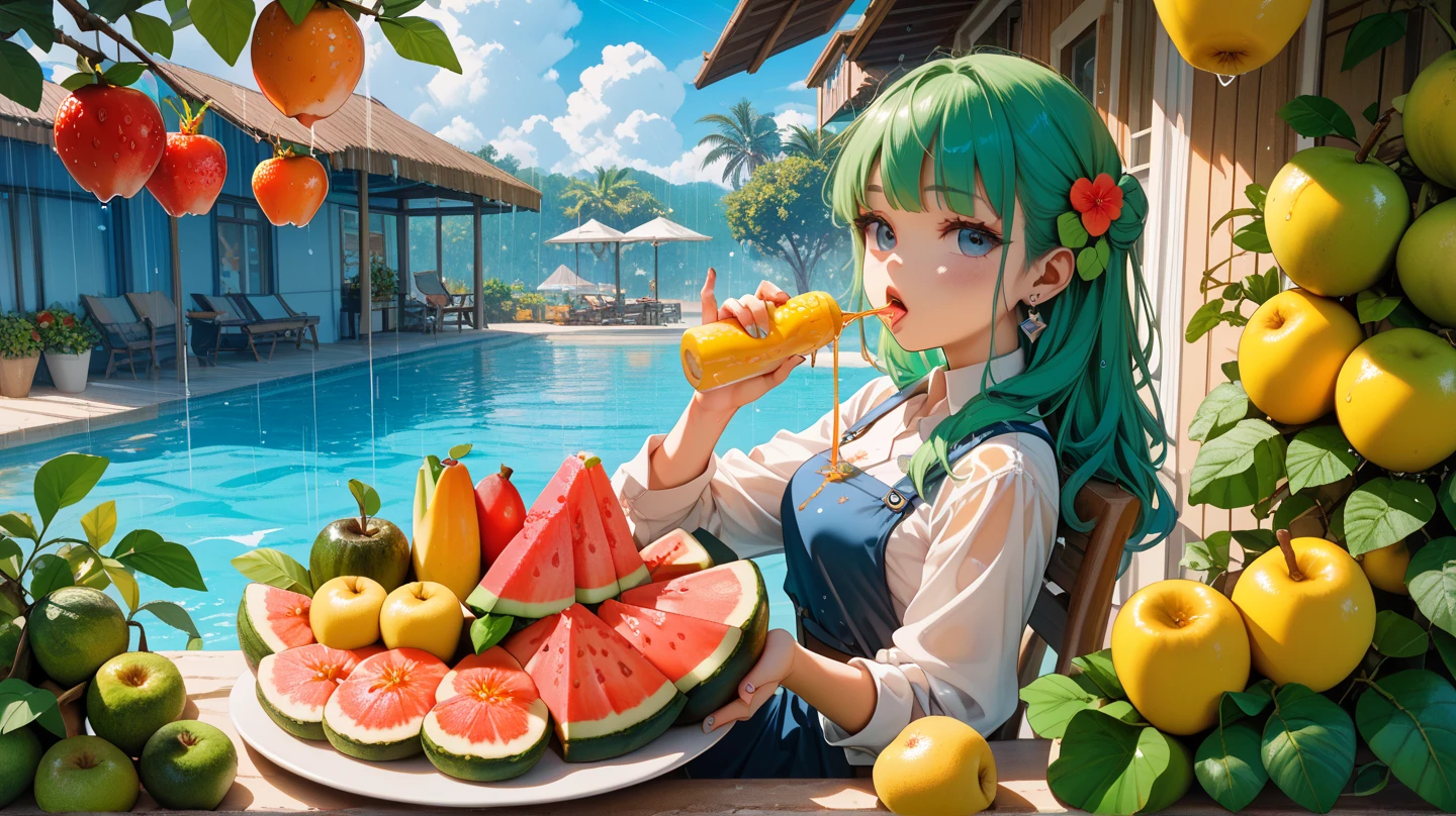 anime girl drinking a drink at a table with a straw, adorable digital painting, cute detailed digital art, realistic cute girl painting, cute digital art, cute anime girl, cute kawaii girl, cute art style, kawaii realistic portrait, soda themed girl, cute cartoon character, cute character, artwork in the style of guweiz, cute detailed artwork